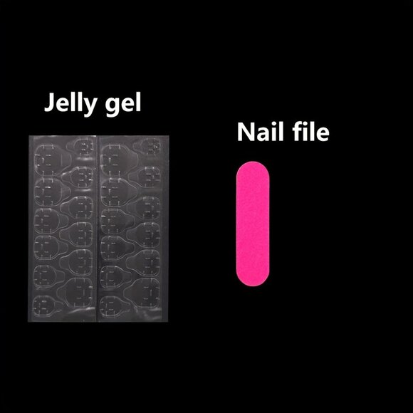 24pcs Christmas Press-On Nails Set - Long Ballerina, Glittery Pink & White - Picture 7 of 8